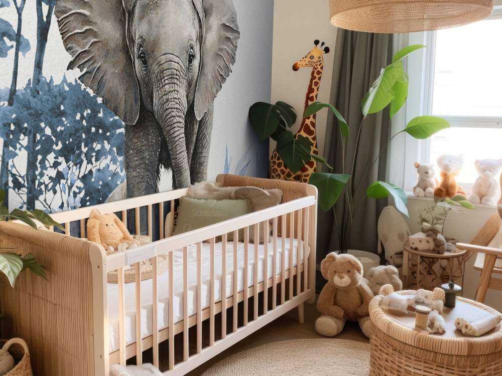 Elefantenbaby im Dschungel blau
