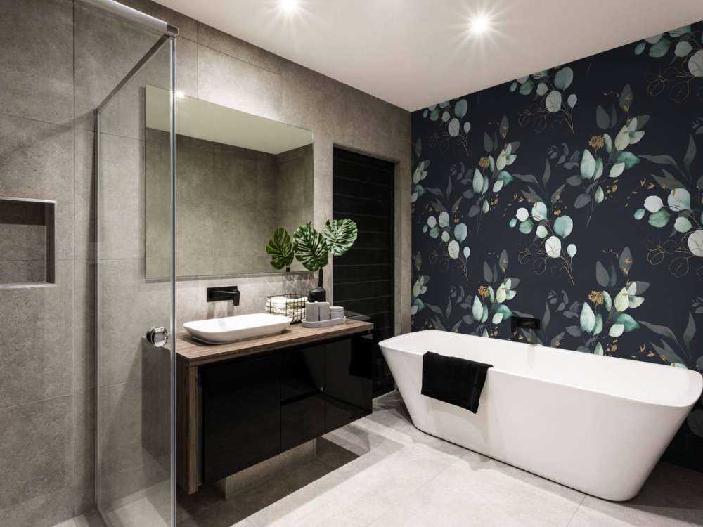 Dunkelblaue Blätter mit Gold