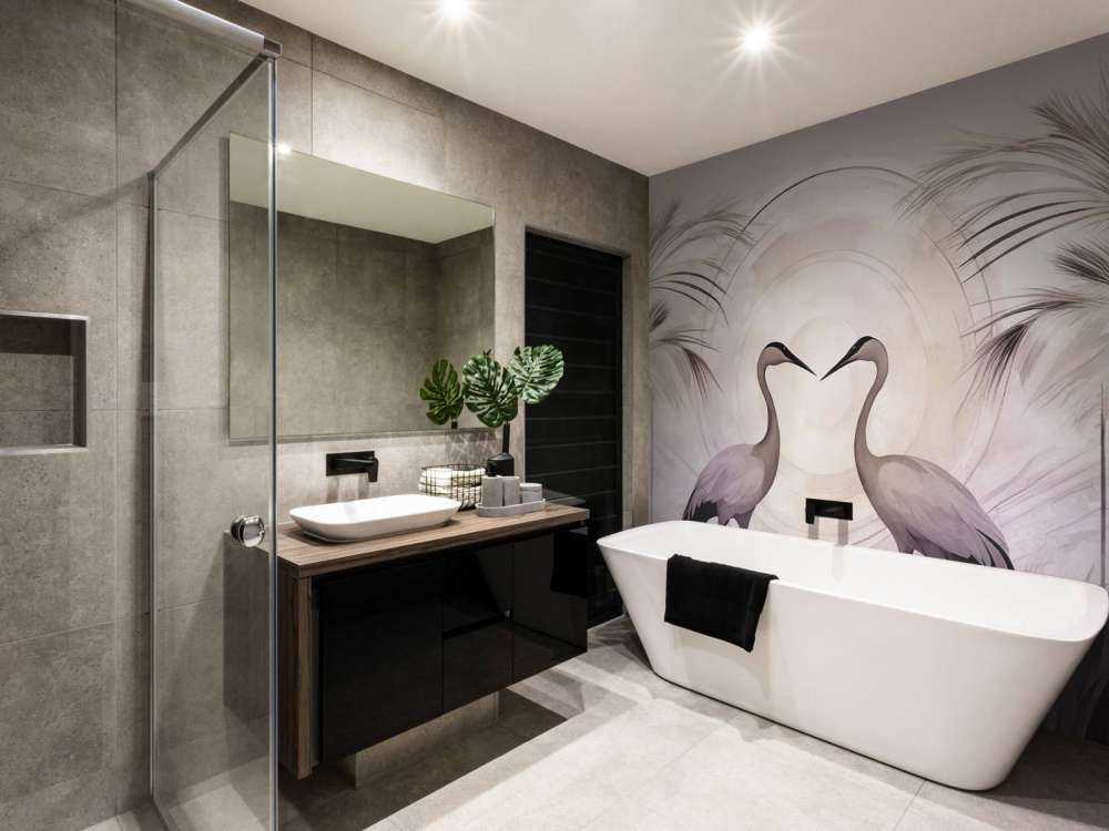 Kräne bei Sonnenuntergang Grau