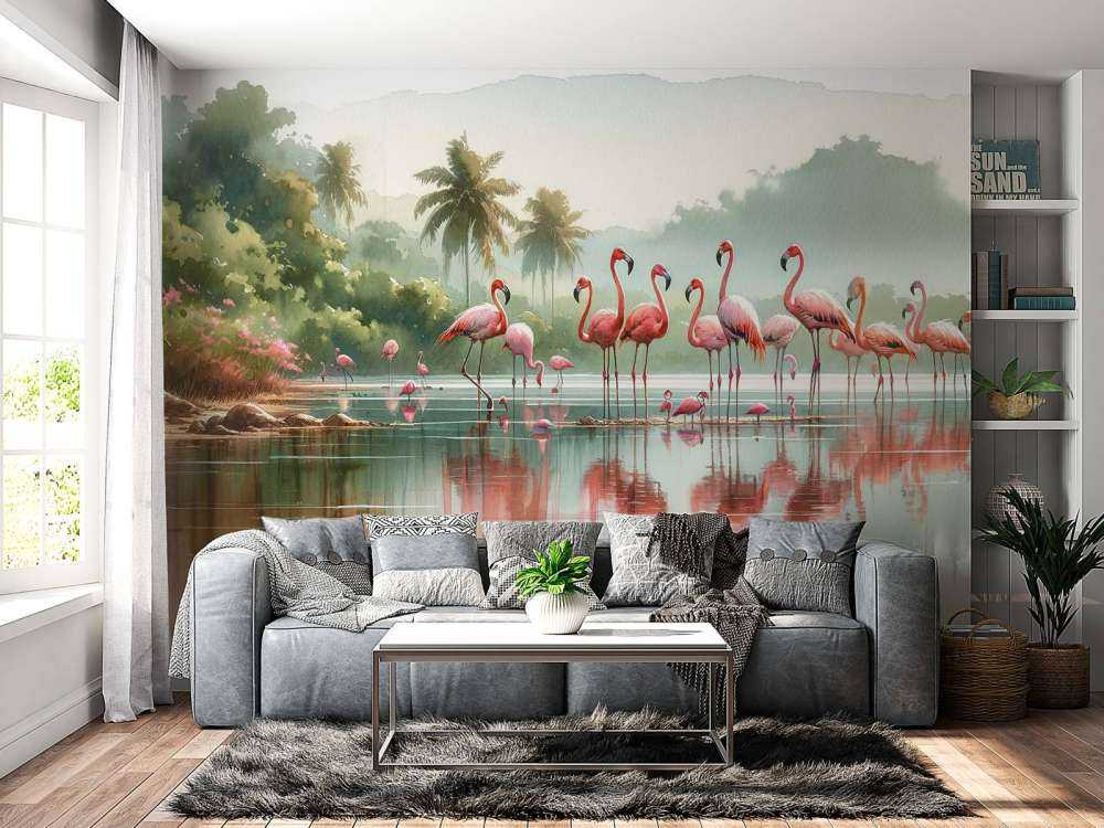 Morgendliche Reflexionen der Flamingos
