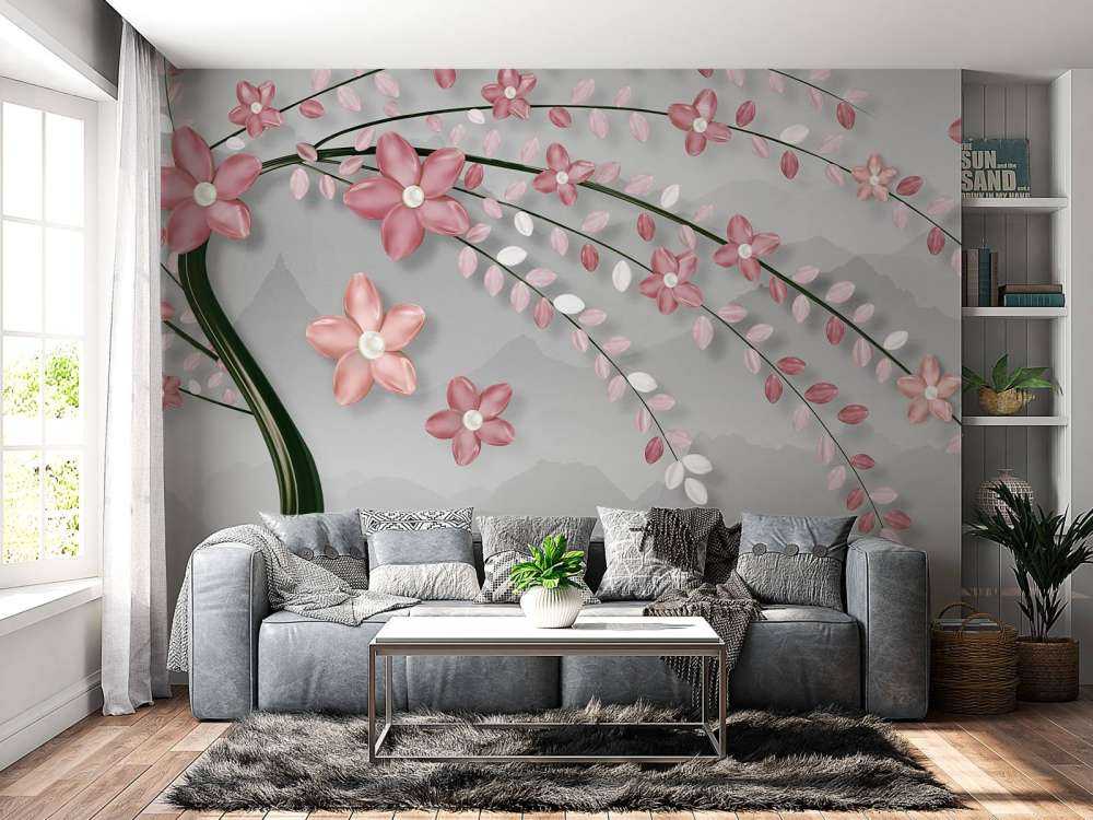 3D-Baum mit rosa Blumen