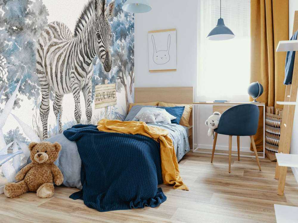 Junges Zebra in der Wildnis blau