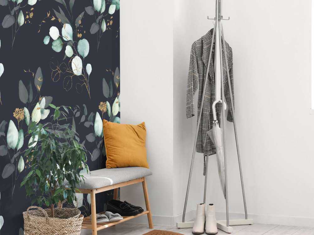 Dunkelblaue Blätter mit Gold