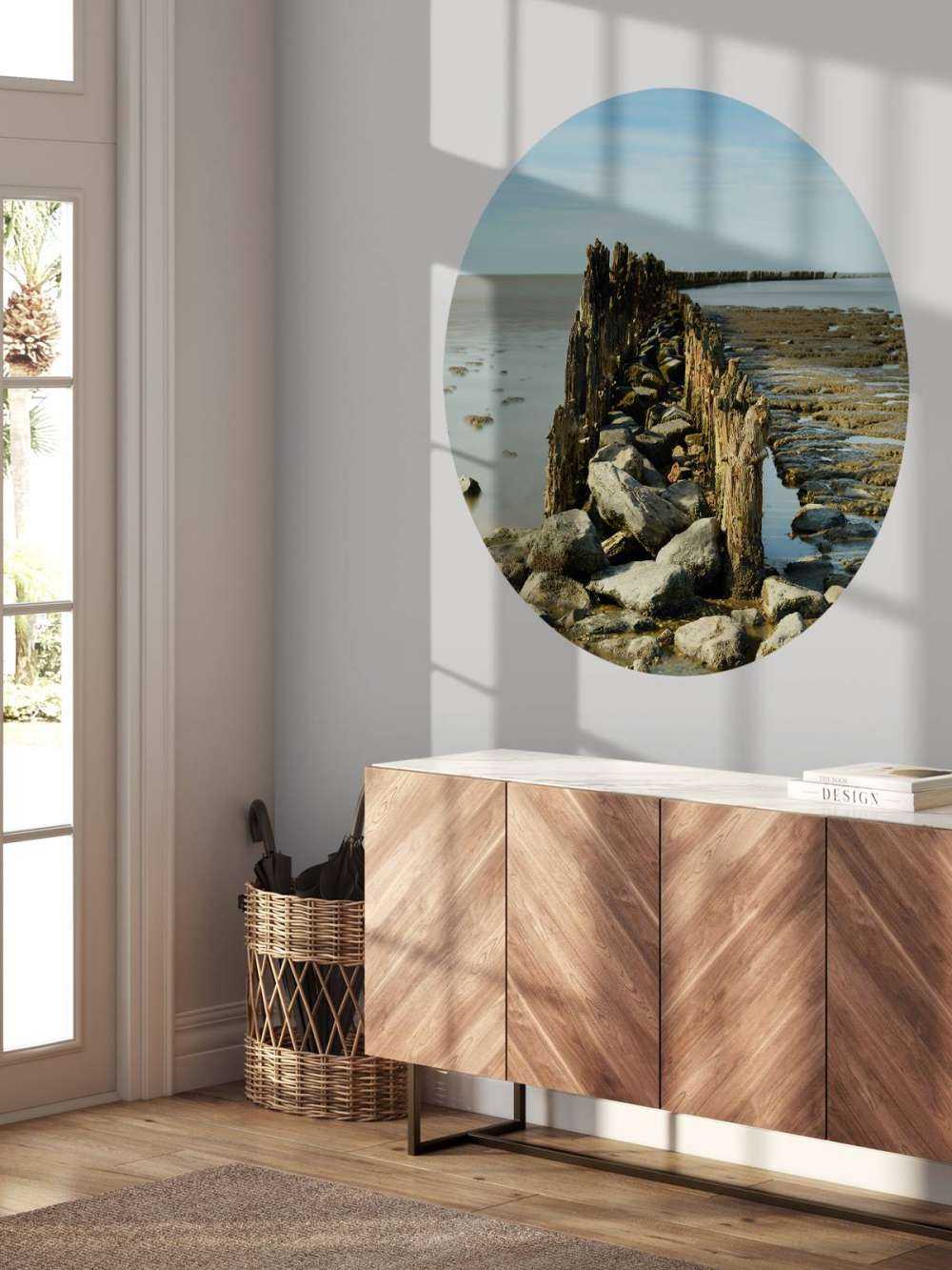 Wellenbrecher aus Holz und Stein