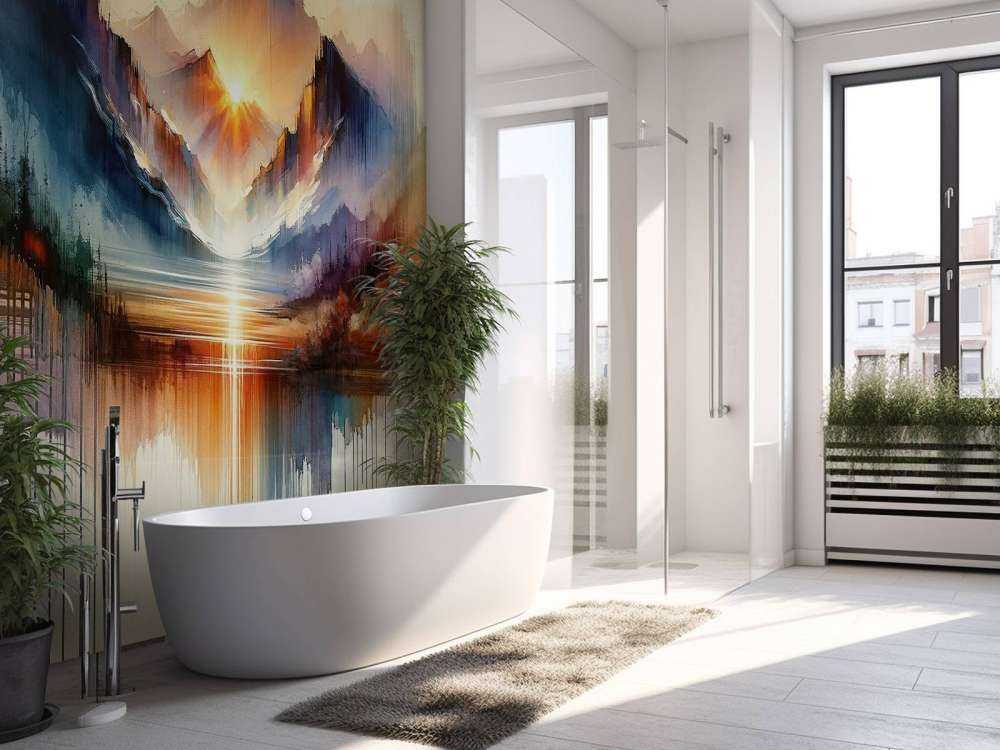 Aquarell Abstrakte Berglandschaft