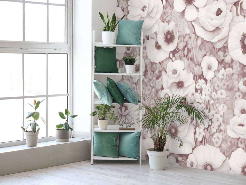 Mohnmärchen Monochrom Bordeaux