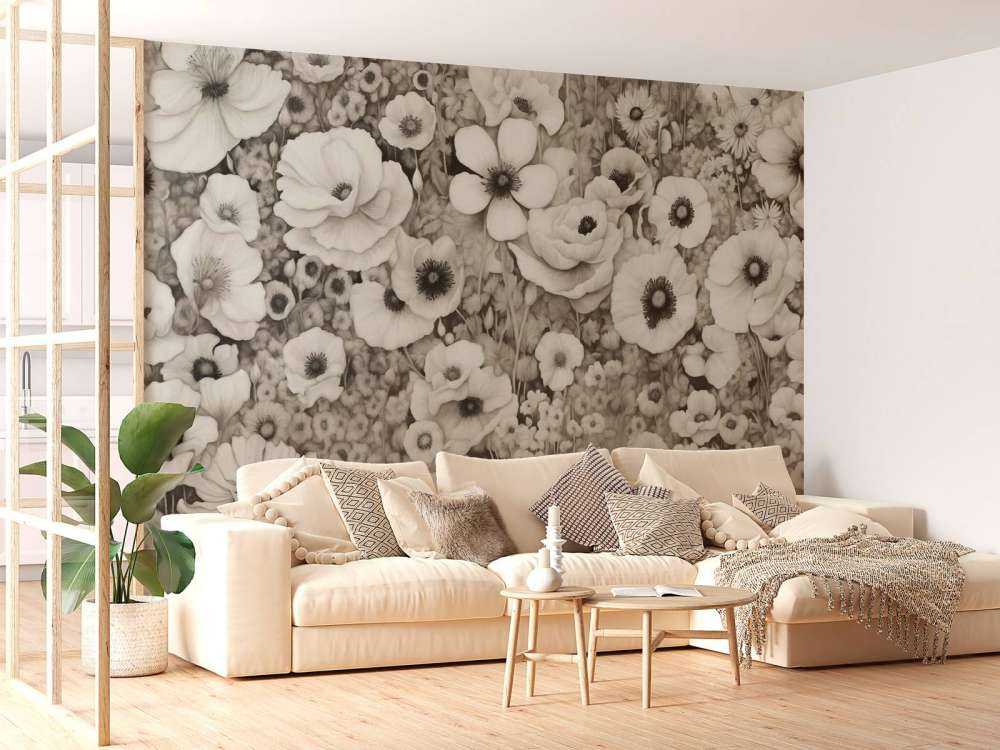 Mohnmärchen Monochrom Dunkelgrün