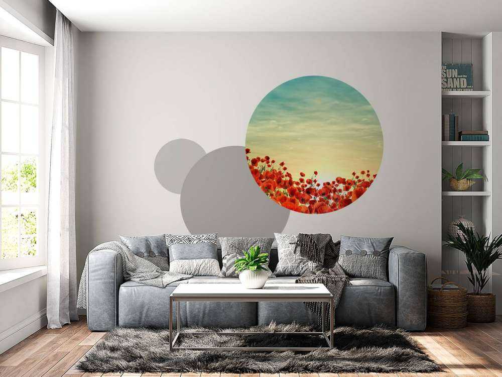 Mohnblumen mit Sonnenuntergang