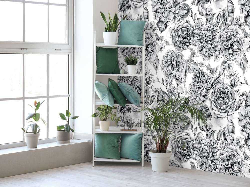 Schwarz-Weißer Blumengarten