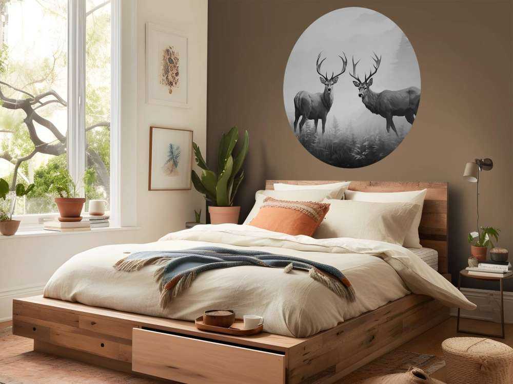 Nebliger Wald Hirsch Symmetrie