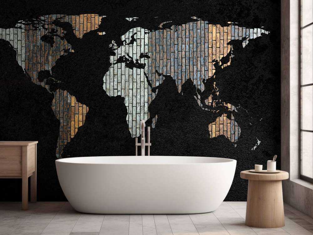 Weltkarte mit vertikalen Steinen