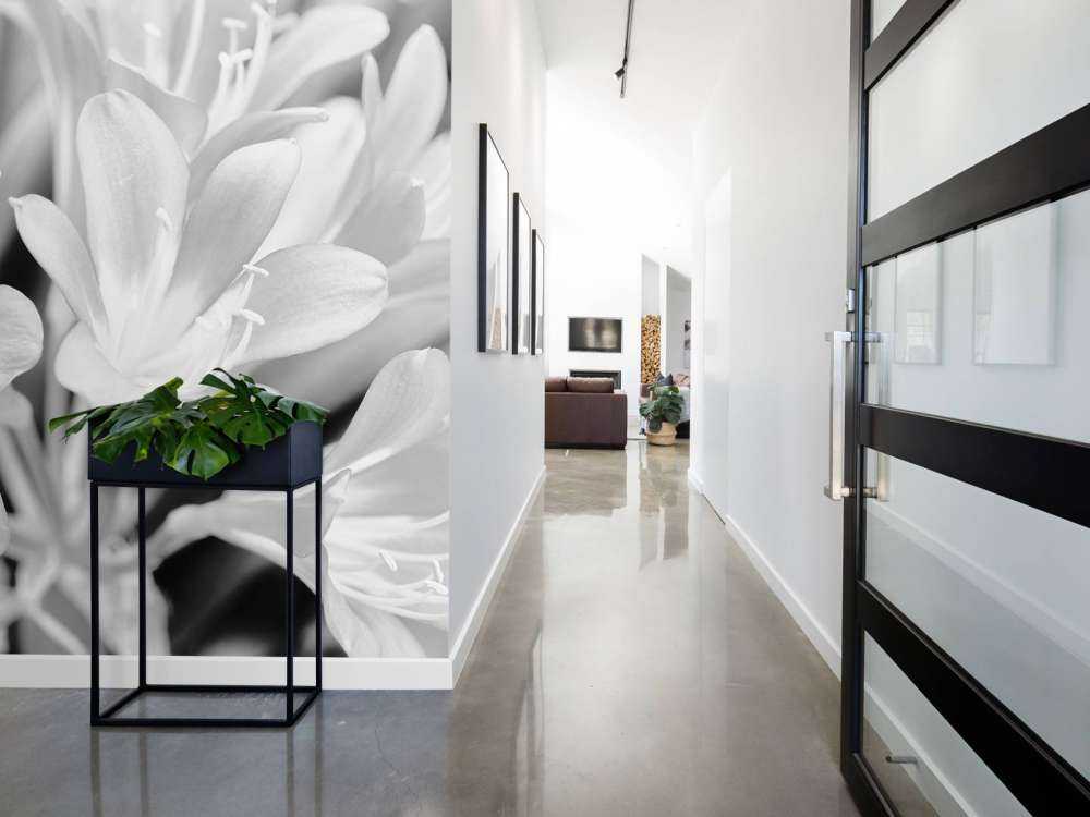 Blühende Blumen, schwarz und weiß