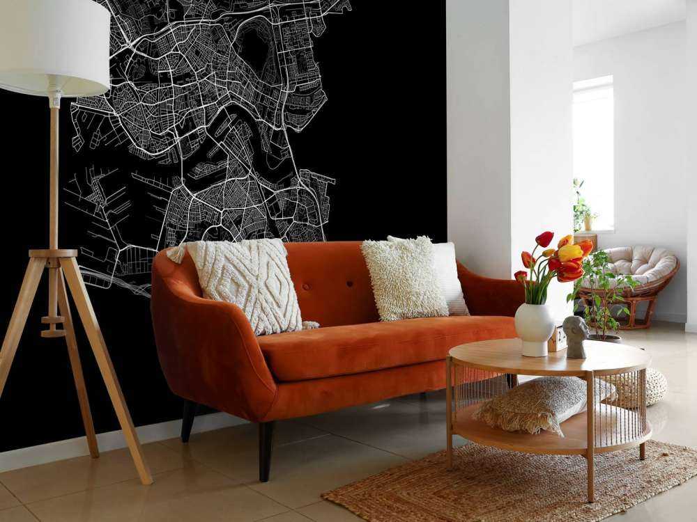 Karte von Rotterdam, schwarz