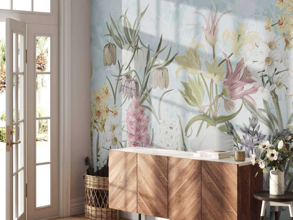 Frühjahrsblumen - Nebeliges Aqua