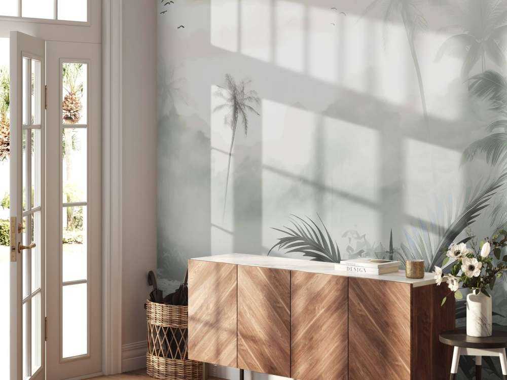 Nebelige Palmenhorizont