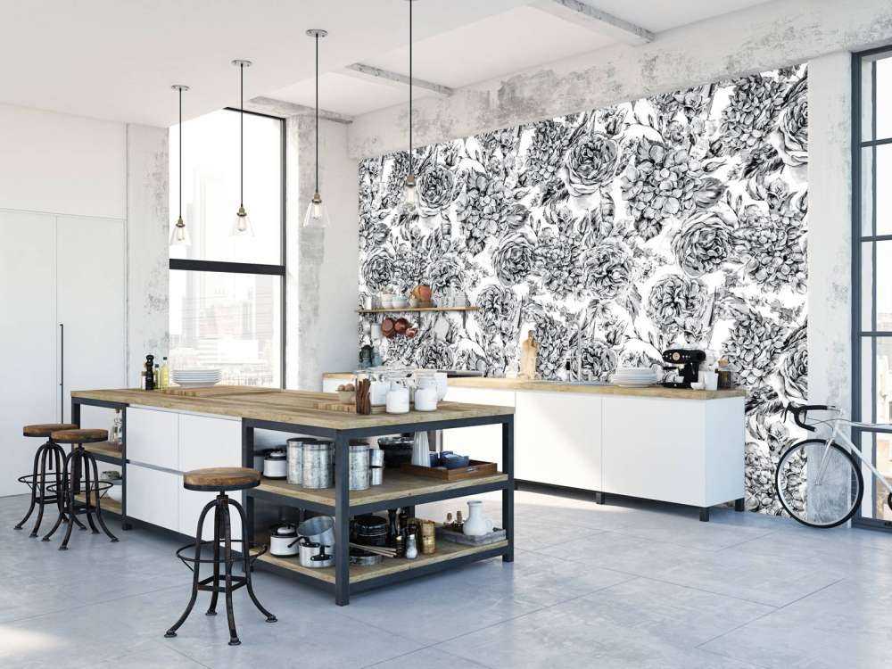 Schwarz-Weißer Blumengarten