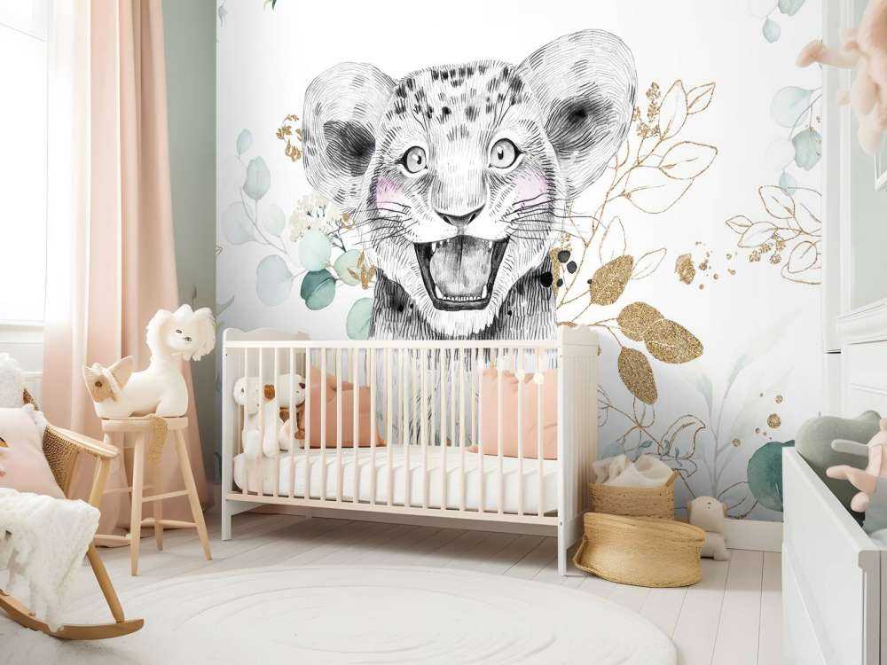 Baby-Löwe mit Minzblättern