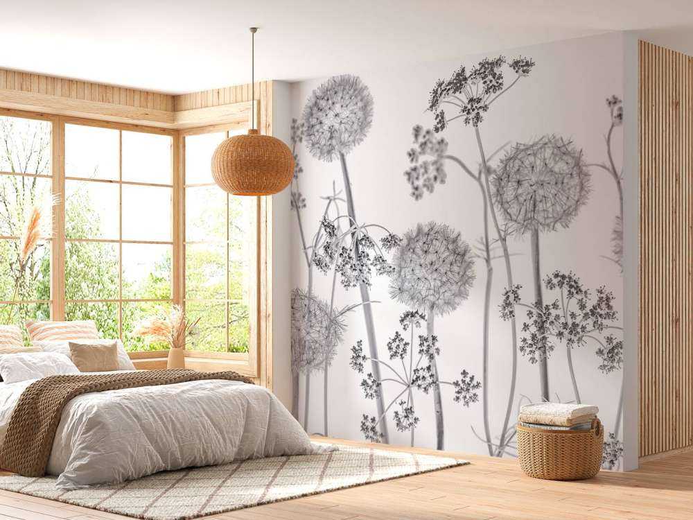 Wiesenblumen in Schwarz und Weiß