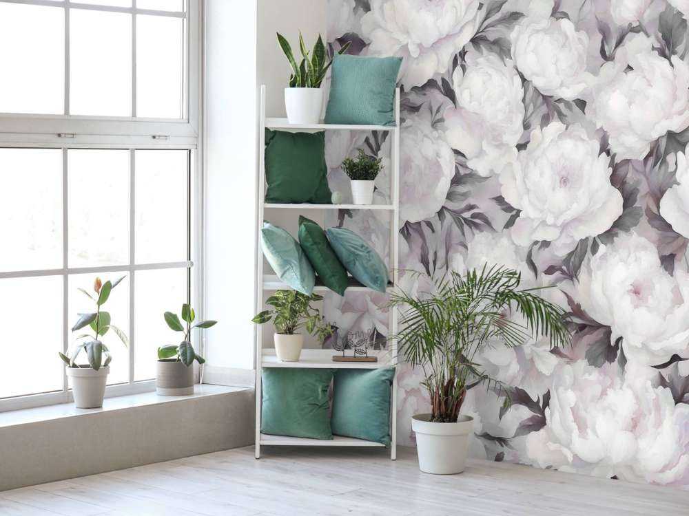 Peonies Wand Schwarz