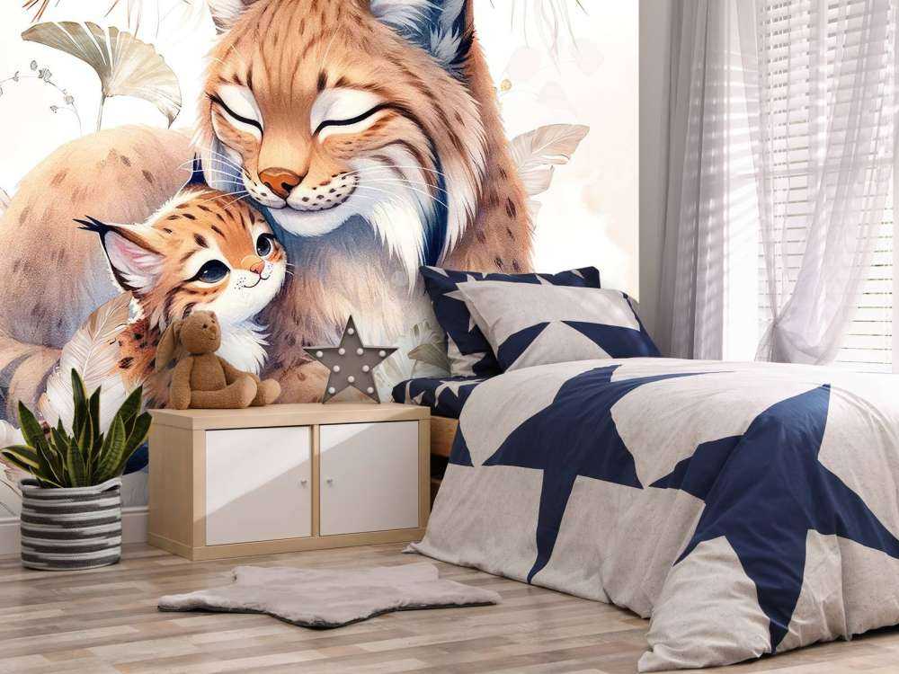 Liebende Luchs mit Jungem