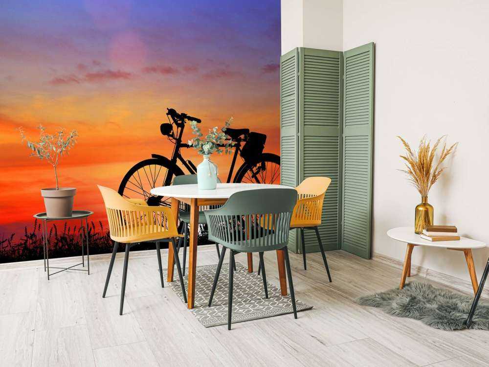 Oldtimer-Fahrrad bei Sonnenuntergang