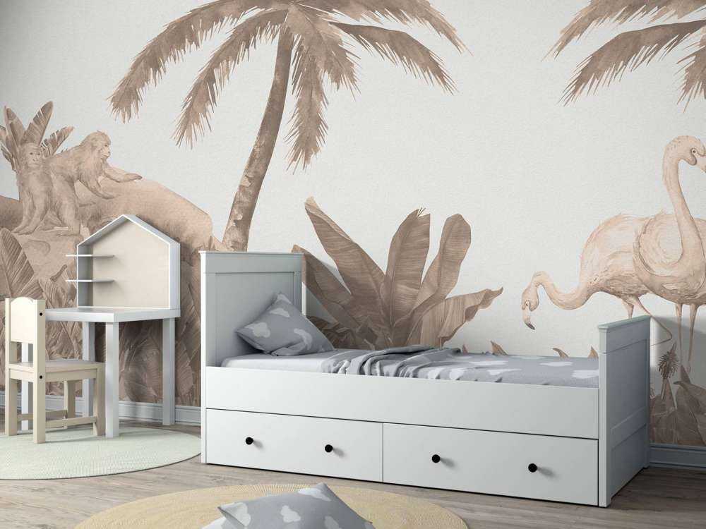 Affen und Flamingos
