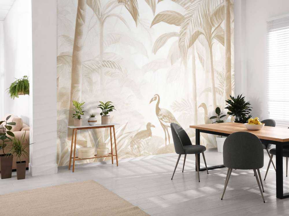 Verborgener Dschungel mit Ibis, taupe