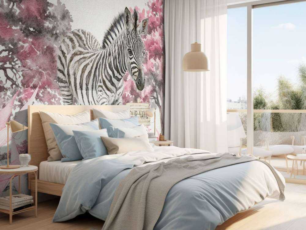 Junges Zebra in der Wildnis rosa