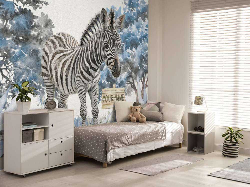 Junges Zebra in der Wildnis blau