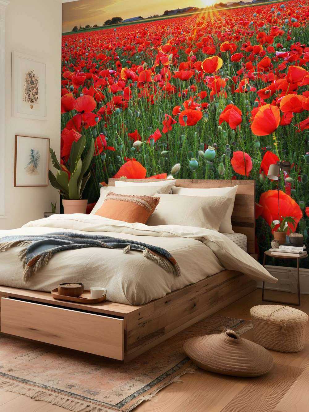 Mohnblumen bei Sonnenuntergang