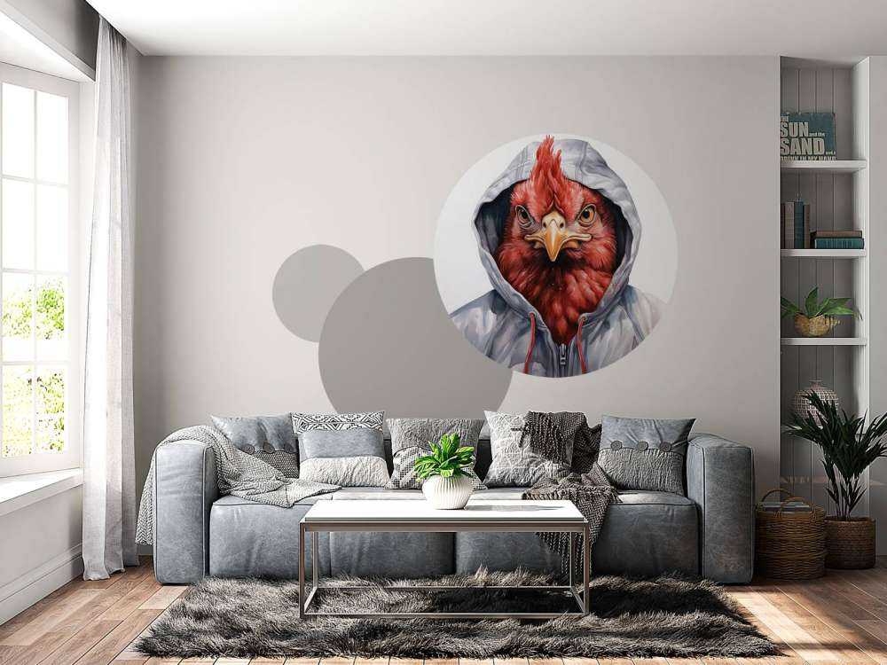 Aquarell-Cartoon-Huhn in einem Kapuzenpullover