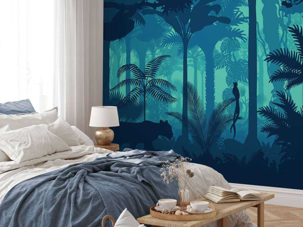 Blaue Dschungel-Silhouette