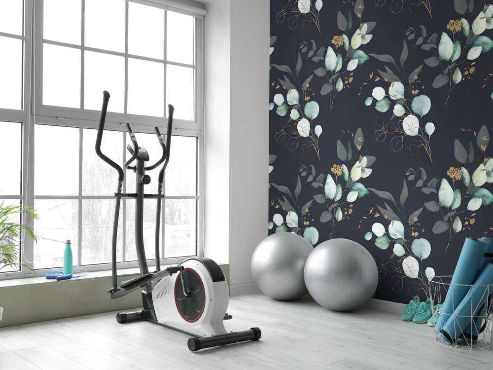 Dunkelblaue Blätter mit Gold