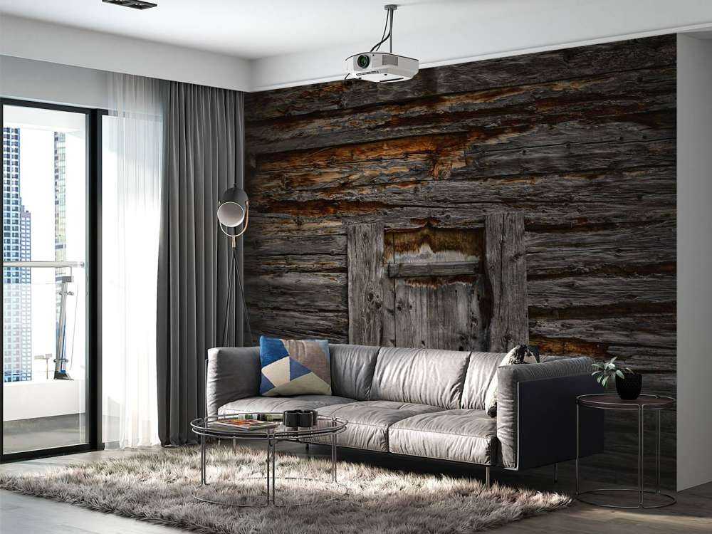 Dunkles Holz mit Tür