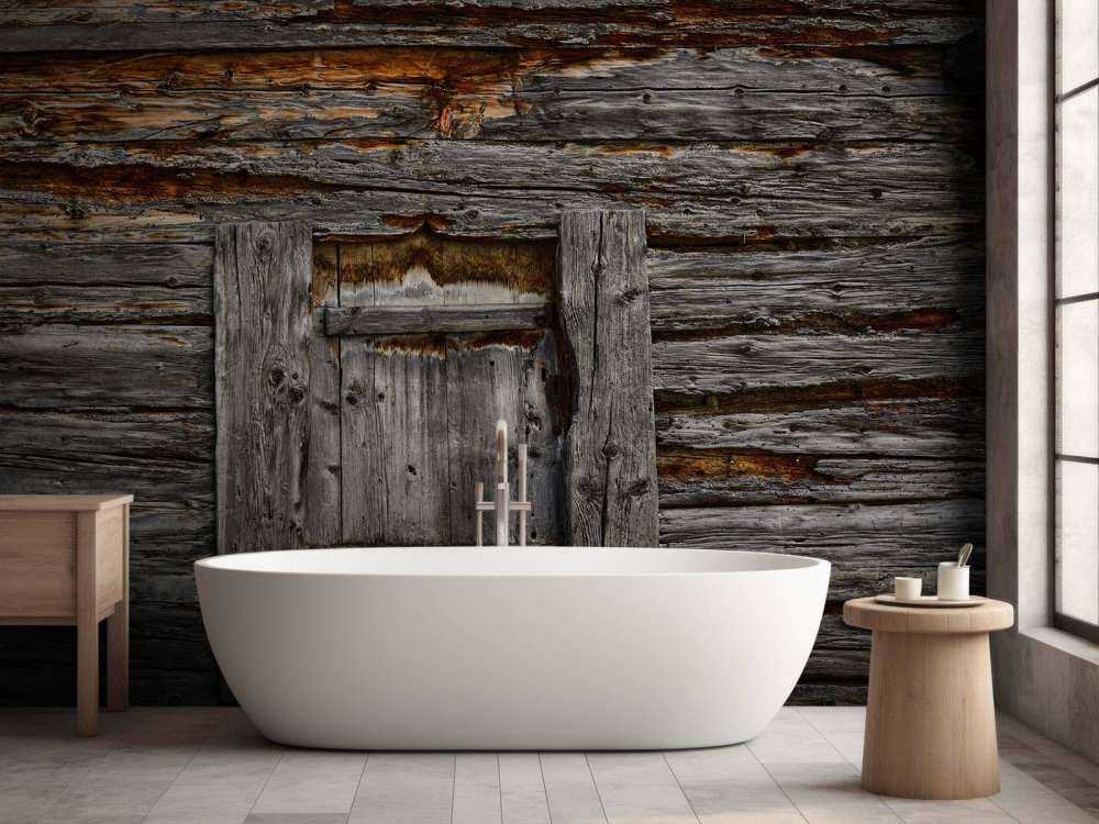 Dunkles Holz mit Tür