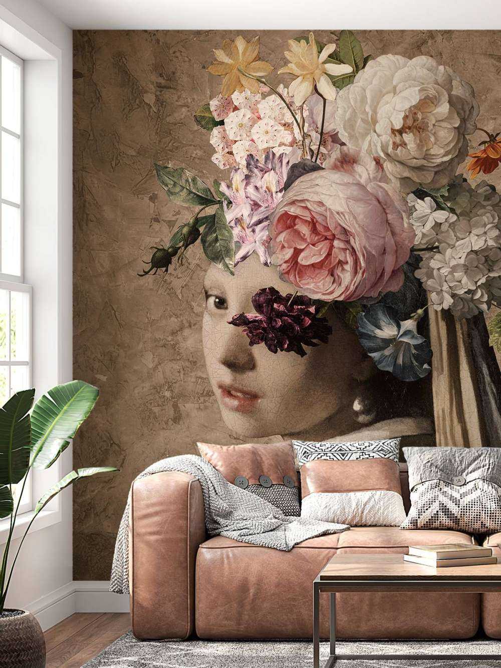 Mädchen mit einem Perlenohrring - Blumenmuster
