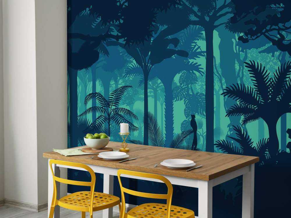 Blaue Dschungel-Silhouette