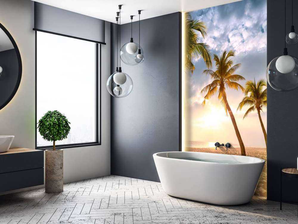 Kokosnusspalmen gegen Sonnenuntergang