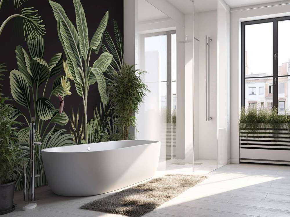 Tropische Palme auf dunklem Hintergrund