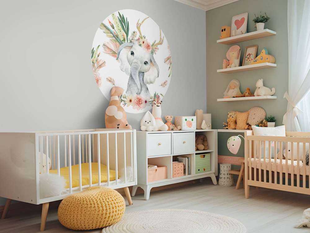 Elefantenbaby rosa Blumen