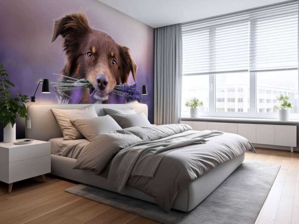 Hund mit Lavendel