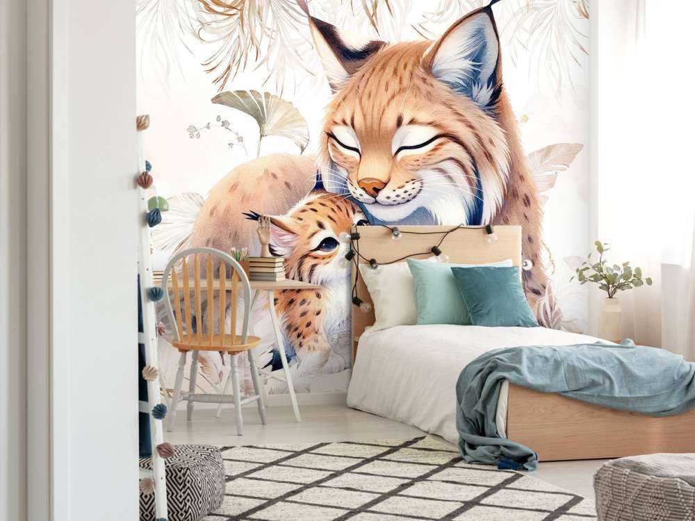 Liebende Luchs mit Jungem
