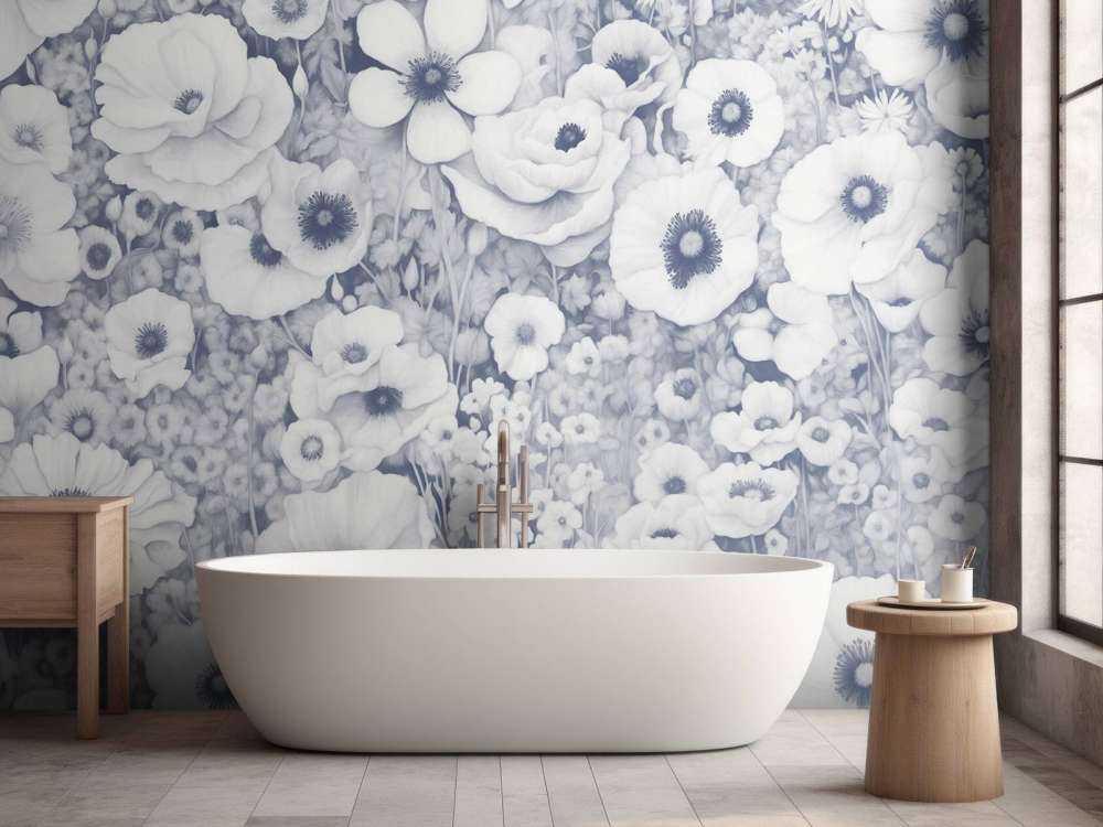 Mohnmärchen Monochrom Blau