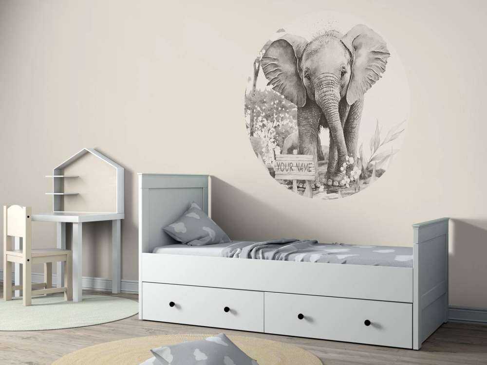 Elefantenbaby im Dschungel beige