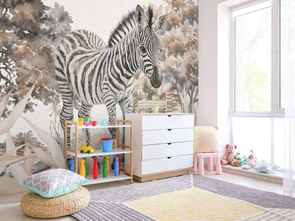 Junges Zebra in der Natur taupe
