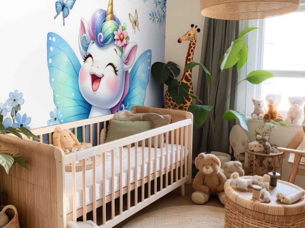 Fröhliche Feen Einhorn und Blumen