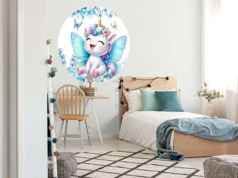 Fröhliche Feen Einhorn und Blumen