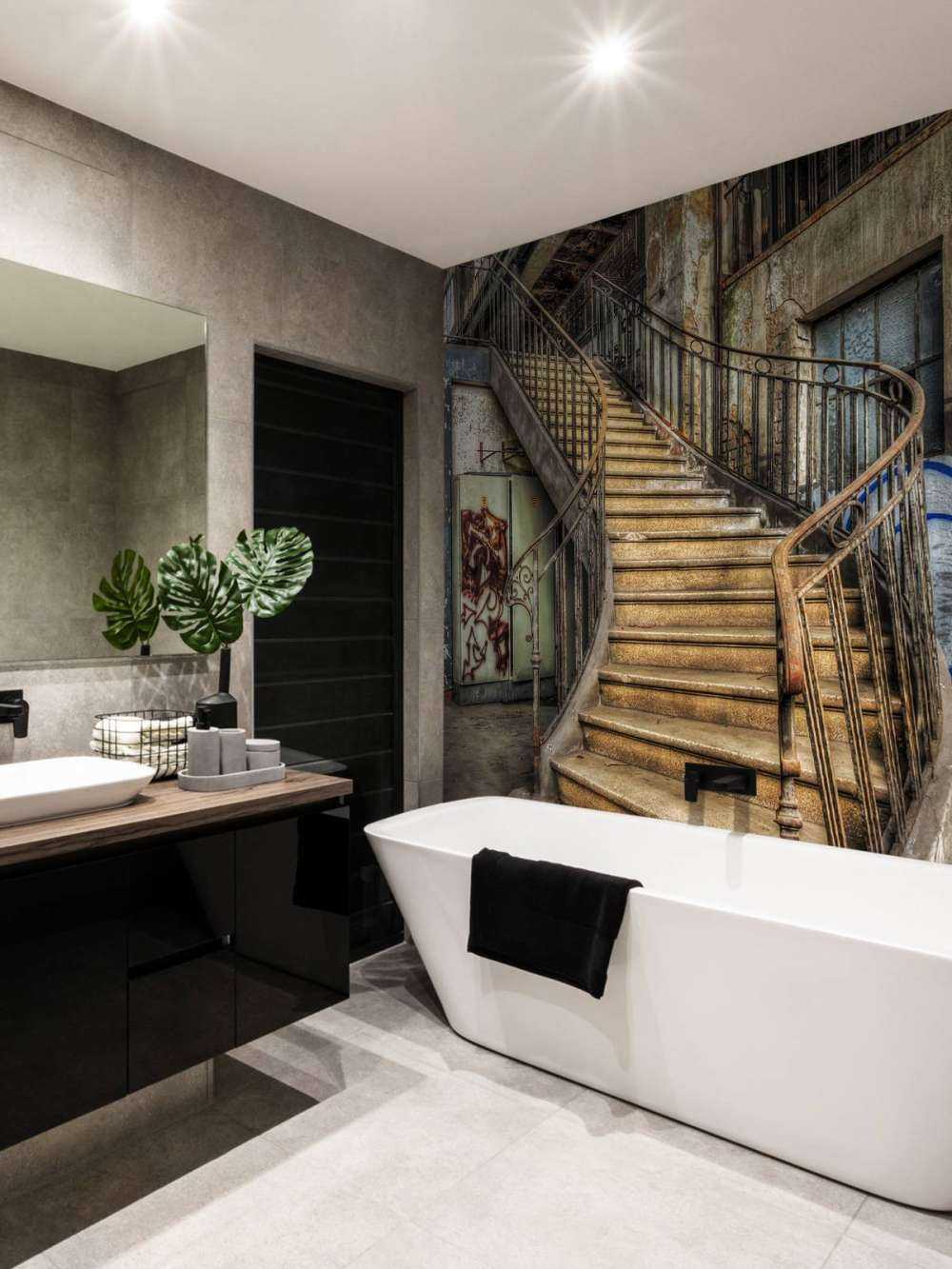 Eine verfallene treppe