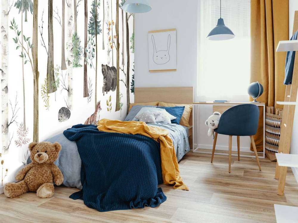 Gezeichneter Wald mit Herbsttieren