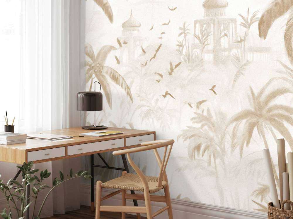 Orientalischer Garten bei Tagesanbruch, taupe